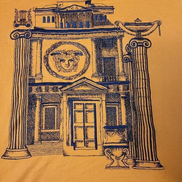 AuthenticVersace Medusa Crewneck Black Embroiderd Logo Men's Size M Orange Rare - Picture 3 of 10